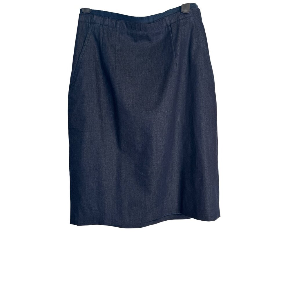 Elie Tahari Size 2 Dark Denim Skirt Size 2 Knee-Length Front Zip